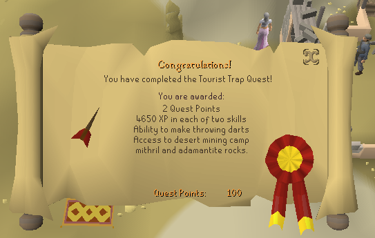 Quest completion scroll of The Tourist Trap